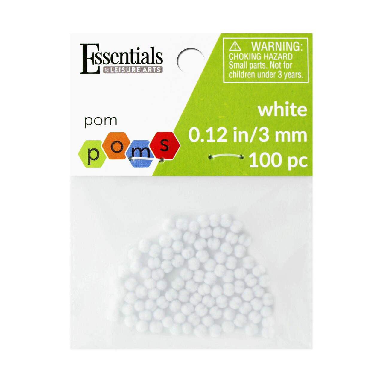 Essentials By Leisure Arts Pom Poms - White - 3Mm 100 Piece Pom Poms Arts And Crafts White Pompoms For Crafts Craft Puff Balls For Crafts